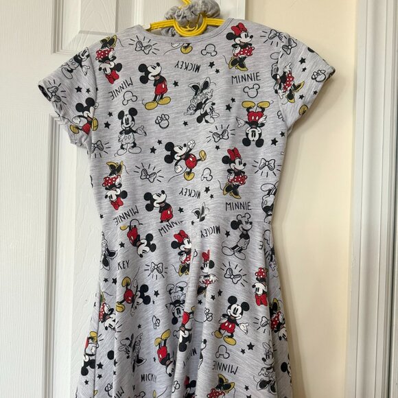 Disney Minnie/Mickey Mouse Big Girls Short Sleeve Dress Scrunchy Set Gray 10-12 - Picture 2 of 9
